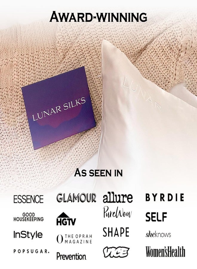 Lunar Silks لونار سيلكس، غطاء وسادة من حرير التوت الطبيعي النقي 100% من الدرجة 6A، 22 مومي (على كلا الجانبين) للشعر والبشرة - خالٍ من حب الشباب - قطعة واحدة في علبة هدايا (أزرق جليدي، مقاس كينج) - Image 3